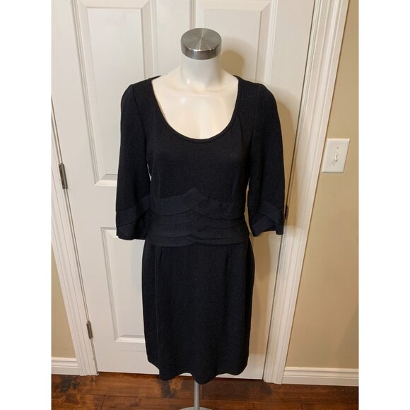 St. John Collection Black Layered Panel 3/4 Sleeve Knit Dress, Size 10 - Picture 1 of 5
